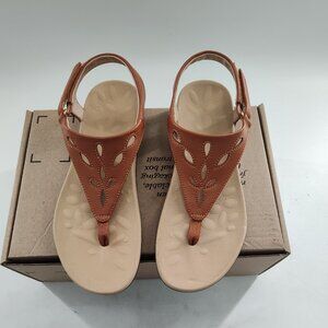 UTENAG Women's Arch Support Sandals Orthotic Thong Flip Flops Size 41 Tan